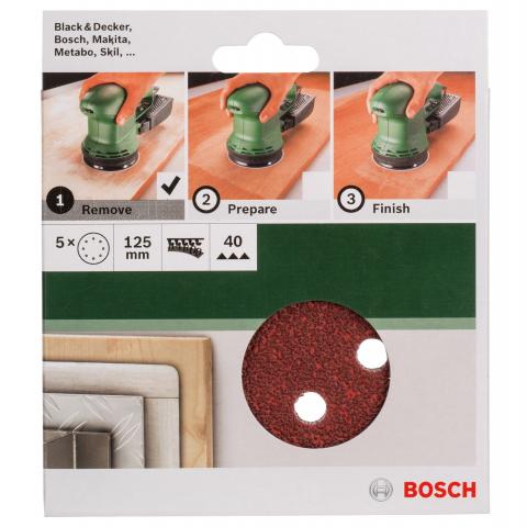 Шкурки за дърво Bosch ф125 мм G40 5 бр., снимка 2 - Шкурка комплекти