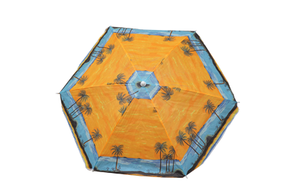 Плажен чадър ф160см., оранжев с палми, снимка 2 - Плажни чадъри