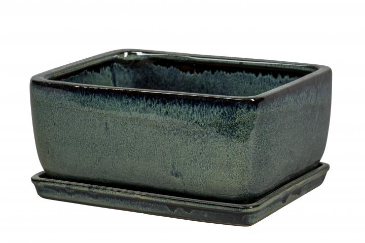 Саксия Nara 15.5х12х5.8 см тъмно зелено - Керамични саксии