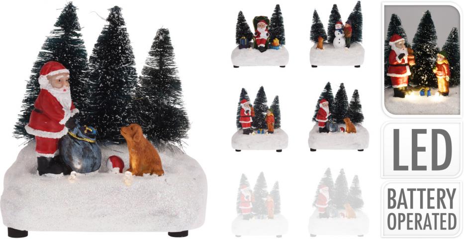 Коледна украса 12 см  LED пейзажи микс - Коледни фигури