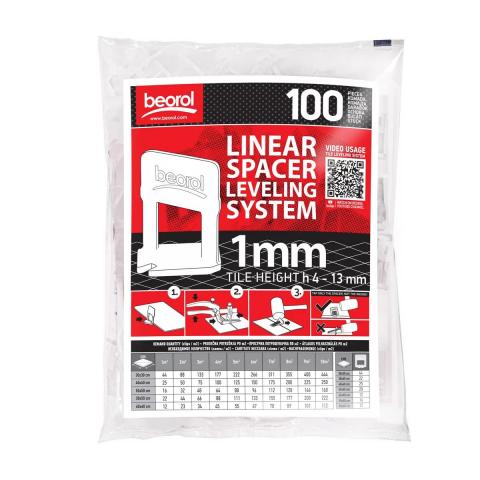 Основа за изравняване на плочки Beorol 1 мм 100 бр. - Кръстчета за фуги