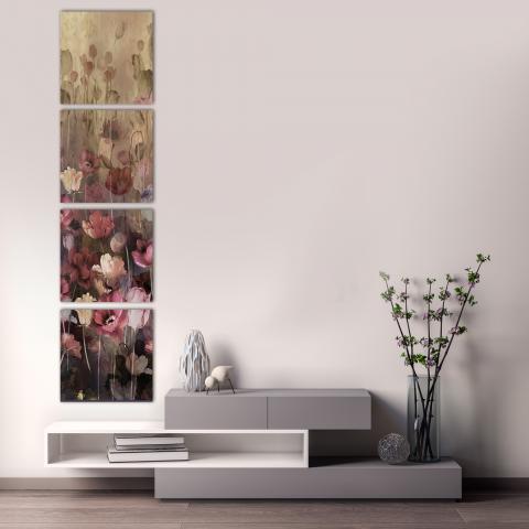 Деко Пано 4 части Flowers 200x50 см - Картини и рамки