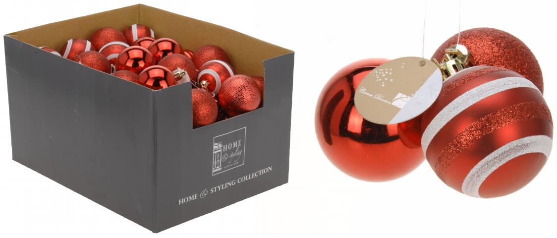 Комплект 3 броя червени топки - Коледа