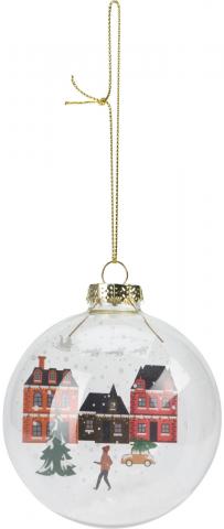 Коледна стъклена топка 8 см с коледна сцена, прозрачна, снимка 7 - Коледа