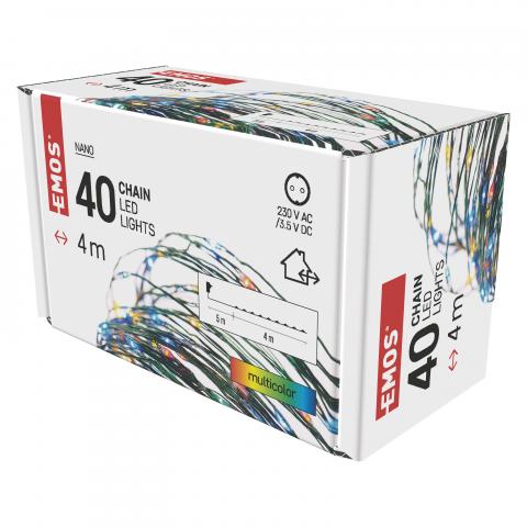 LED коледна верига зелена, 4м многоцветна, снимка 3 - Светеща верига