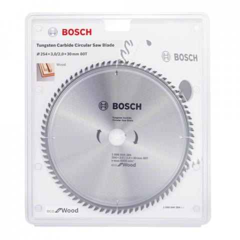 Циркулярен диск ECО WOOD 254x3.0x30 80T Bosch - Циркулярни дискове