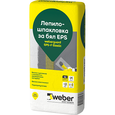 Лепило-шпакловъчна
смес Weberguard EPS-F Elasic, 25 кг - Лепила и шпакловки за eps и xps