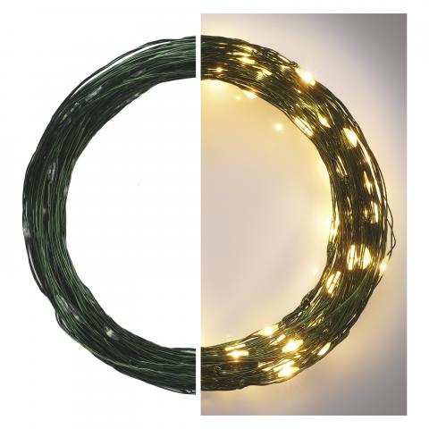 LED коледна верига, зелена, 15м топло бяла, снимка 2 - Светеща верига