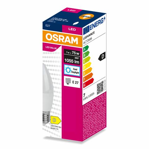 LED крушка OSRAM CLB75 E27 1055lm 6500K 7W, снимка 4 - Лед крушки е27