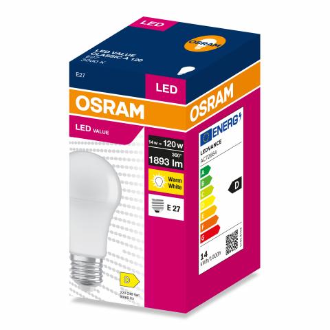 LED крушка OSRAM CLA120 E27 1893lm 3000K 14W, снимка 4 - Лед крушки е27
