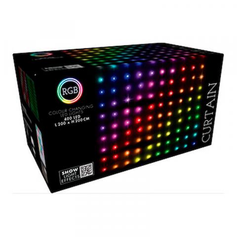 Светлинна завеса LED400 RGB 200x200 см., снимка 2 - Светеща мрежа/завеса