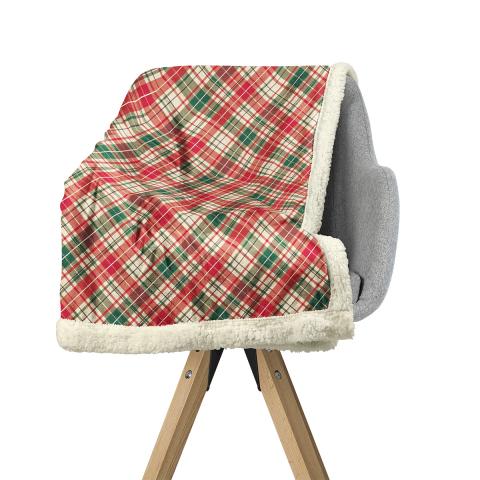 Коледно одеяло Sherpa 150x150см, червено, снимка 2 - Коледен текстил