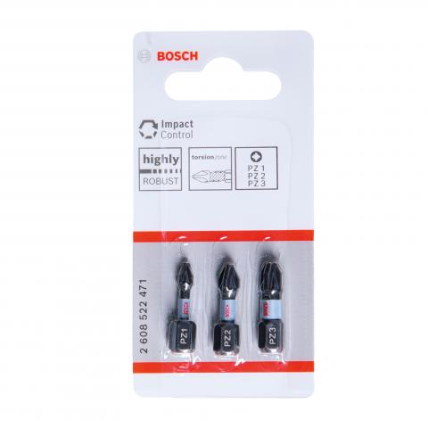 Комплект битове Impact Control PZ 25 мм Bosch 3 бр - Битове