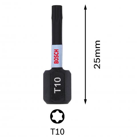 Комплект битове Impact Control T10 25 мм Bosch 2 бр, снимка 3 - Битове