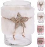 Свещник с кожен декор 12 см