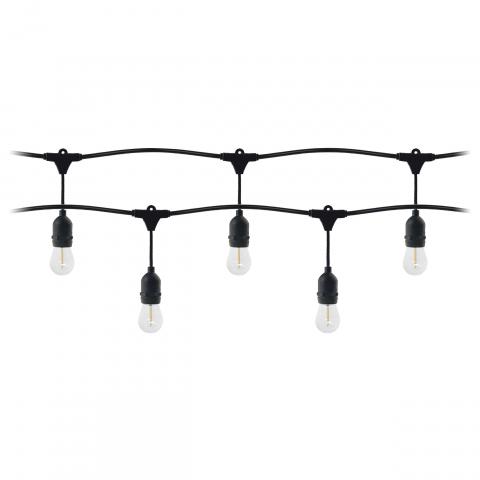 LED Декоративна верига 10 м (10 фасунги) + 10 LED крушки 1W E27, 3000K + 1 крушка бонус - Градински лампи