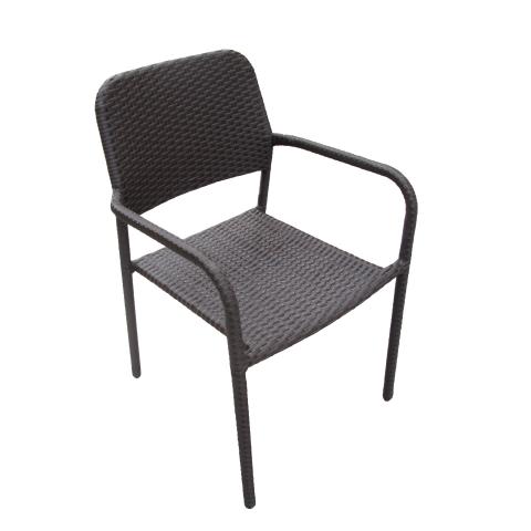 Стол изцяло с ПЕ ратан, тъмно кафяв - Метални столове