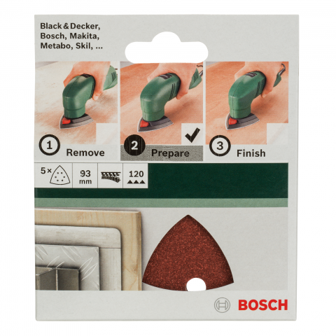 Шкурки за дърво Bosch 93 мм G120 5 бр., снимка 2 - Шкурка комплекти
