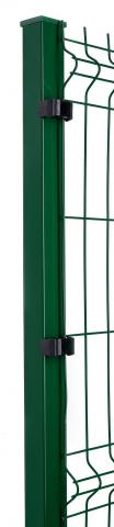 Квадратен ограден стълб 50 x 50 x 1.5 mm H=2.0 m с анкерна планка Цвят зелен (RAL 6005) - Колове