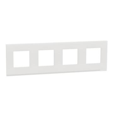 Декор. рамка Unica Pure 4X, хоризонтална, бял мат - Ключове и контакти