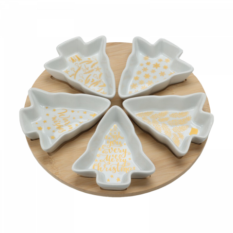 Коледен сет за сервиране Елхички 6 части - Коледни артикули