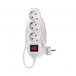 Разклонител 3x2P+E Schuko, кабел 1.5м/1,5мм2, с ключ бял, Emos