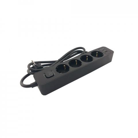 Разклонител 4-ка USB A+C 3 м кабел 3G1,5 черен - Разклонители без защита