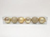 Коледни топки 6бр х 8см златни