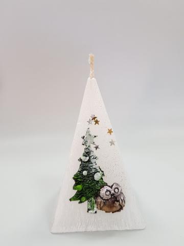 Коледна свещ пирамида с декорация, снимка 3 - Коледни артикули