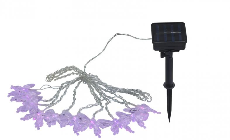 Соларна верига пеперуди 10x RGB LED 0.06W, снимка 2 - Соларни лампи