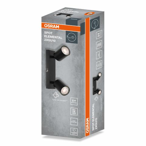 Спот двойка ELEMENTAL GU10 черен, снимка 3 - Спотове