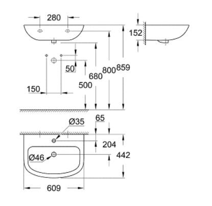 Умивалник GROHE 60см., снимка 2 - Умивалници