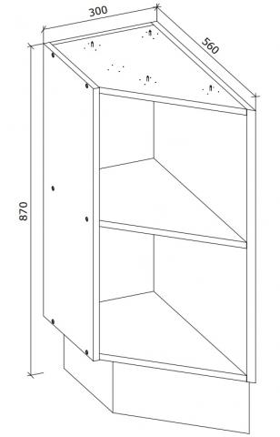 Долен скосен шкаф с врата Modena 30см, снимка 2 - Модулни кухни с онлайн поръчка