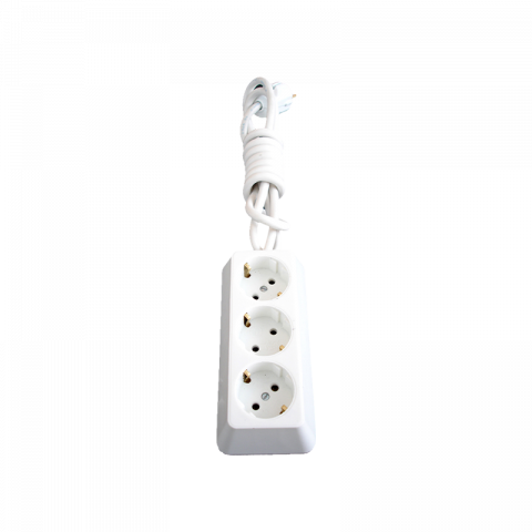 Разклонител тройка, трапец, 2 метра кабел, бял, снимка 2 - Разклонители без защита