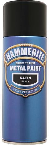 Спрей Hammerite 400мл, черен сатен - Спрей бои за метал