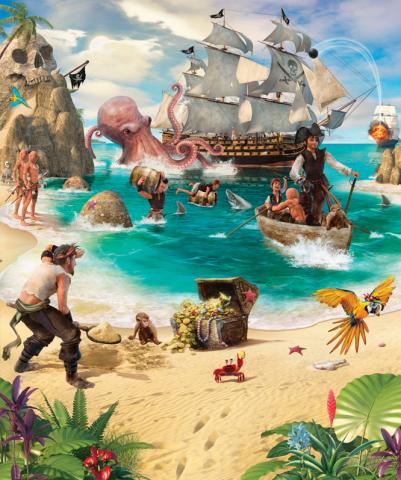 Детски фототапет Pirate and Treasure Adventure 202х243 см - Фототапети