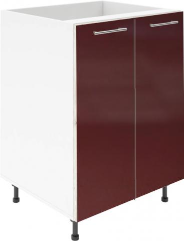 Крафт D6 долен шкаф с две врати (за мивка) 100см, бордо гланц - Модулни кухни с онлайн поръчка