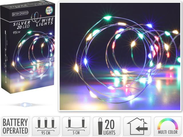 Светлинна верига 20 LED, многоцветна - Светеща верига