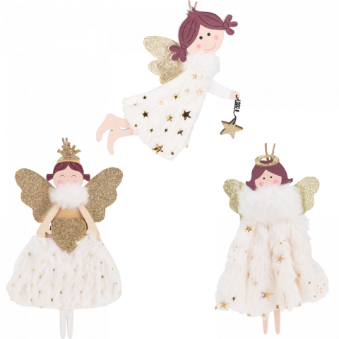 Коледна декорация ангелче 14 см - Висулки за елха