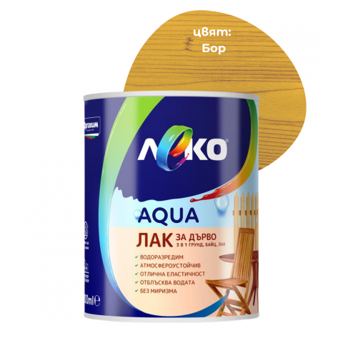 Леко Aqua лак за дърво Бор 0.6л - Акрилатни лазурни лакове