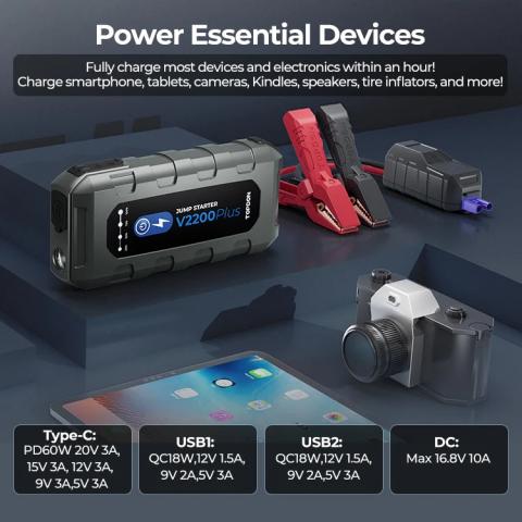 Стартерно устройство TopDon Jump Start V2200 Plus, снимка 7 - Зарядни устройства