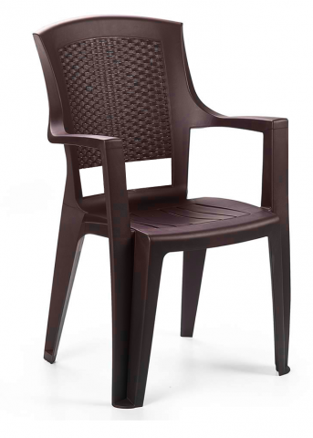 Стол FLORA  с ратанова щампа, кафяв - Pvc столове