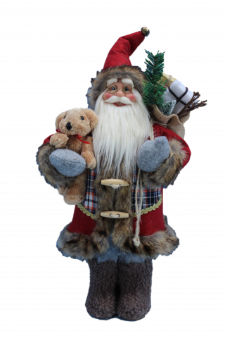 Фигура Дядо Коледа 46см, червен с мече - Коледни фигури