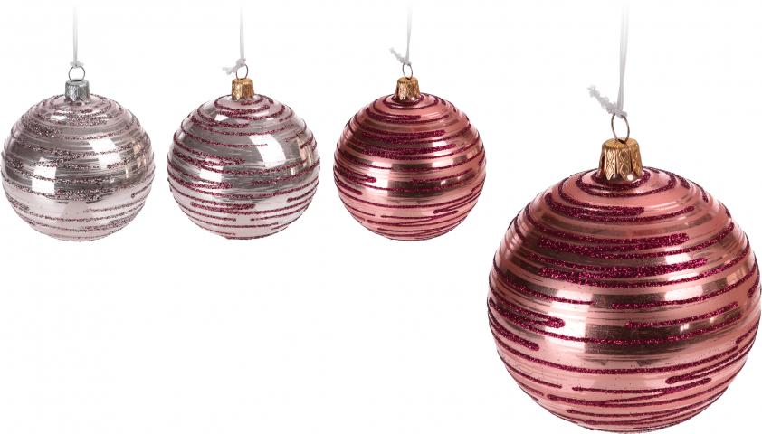 Стъклена топка 6 см розови нюанси - Коледа