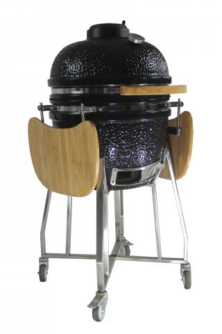 Барбекю Kamado 60x57x88 см черно, снимка 4 - Керамични грилове Кamado
