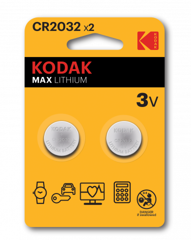 Литиева батерия Kodak MAX CR 2032 3V  2бр блистер - Батерии