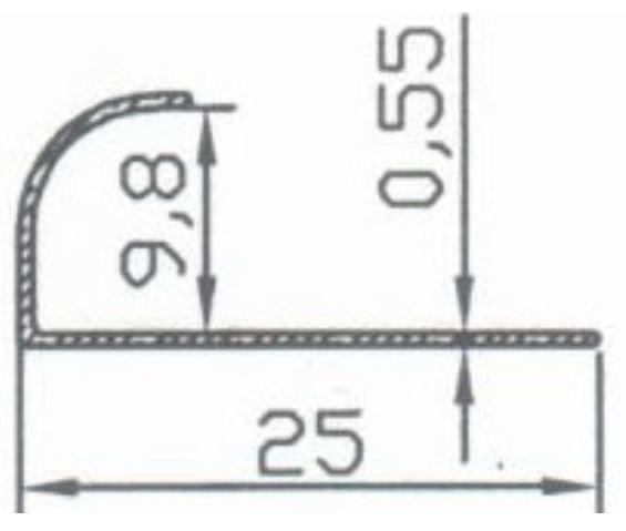 Външен ъгъл сребро 10mm / 250см - Профили