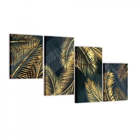 Деко пано 4 части Gold palm 120x70 см, снимка 2 - Картини и рамки