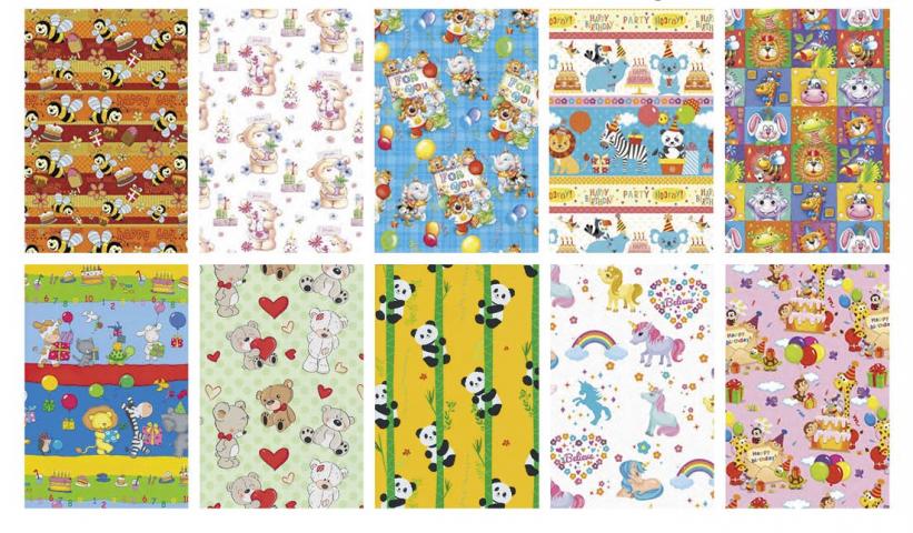 Опаковъчна хартия 70x200 см микс, снимка 4 - Празнични торбички