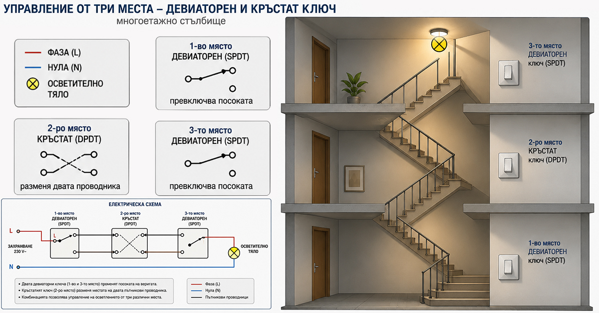 Разлика между девиаторен и кръстат ключ